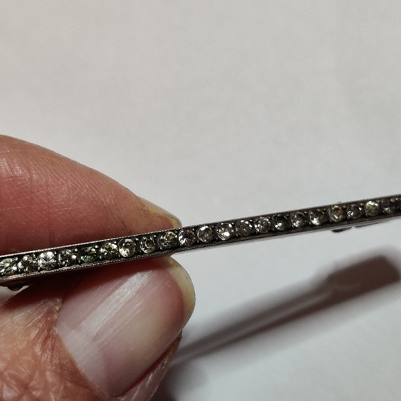 Antique Edwardian French Bar Pin Sterling Silver - Picture 11 of 14